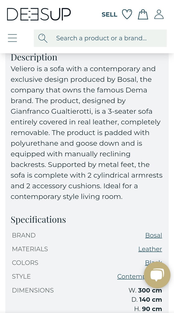 Image 1 of Leder DEMA Italien Design XL Lounge Sofa