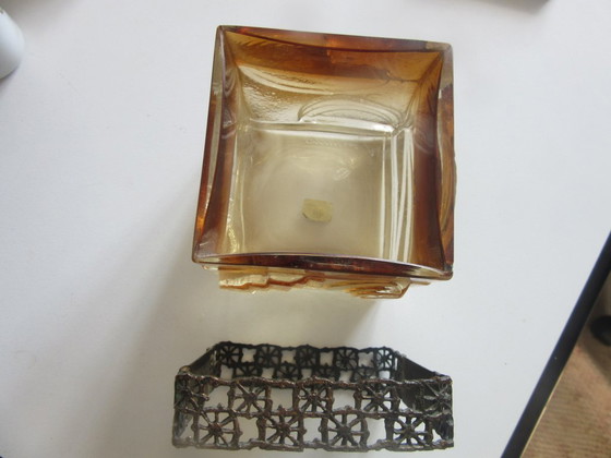 Image 1 of Turun Hopea Finnland Pentti Sarpaneva Gefäß aus Glas/Bonze, brutalistisch, 1972