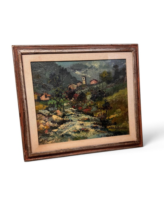 Italian 1950s Oil on Canvas – Paintings & Drawings, Textile, Wood (photo 5 of 6)