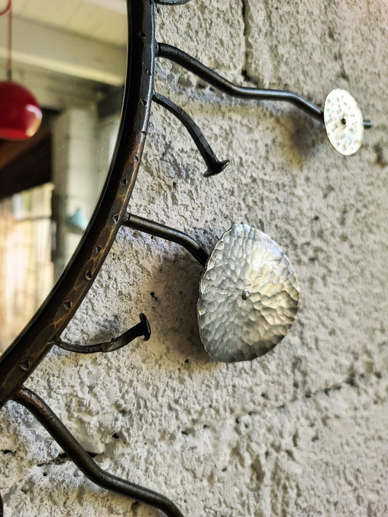 Image 1 of Handgemaakte zonnespiegel - uniek stuk ijzer messing aluminium