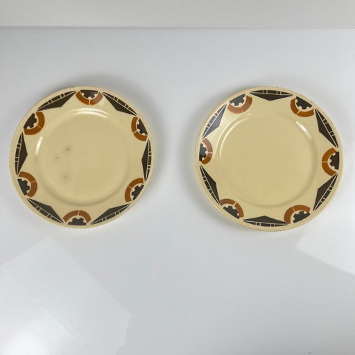 Par de platos de postre Art Déco de Badonviller, 1920/1930.