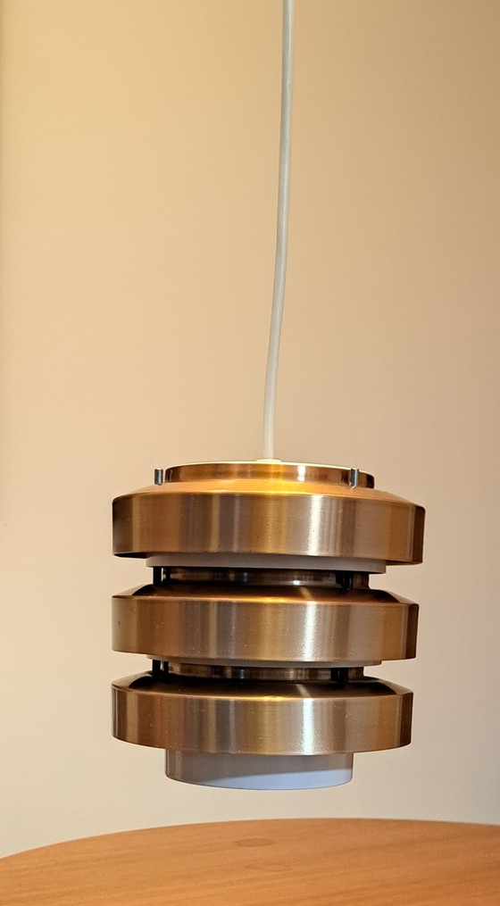 Image 1 of VEB Metalldrucker Halle – Suspension Vintage en Métal – 1970 – Ø 18 cm