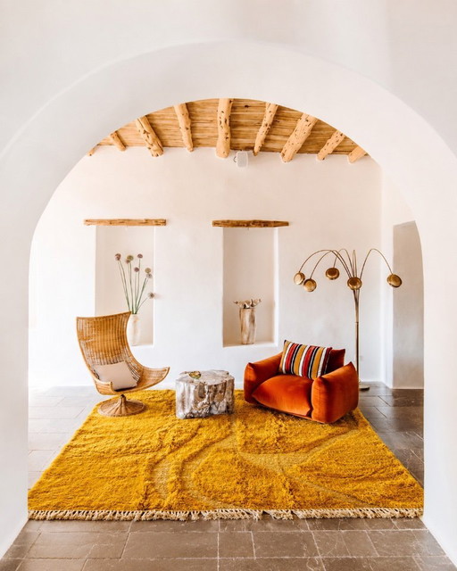 Yellow Mrirt Moroccan Wool Rug 200x300 cm– Handmade Thick Wool Berber Rug Woven by Women Cooperative