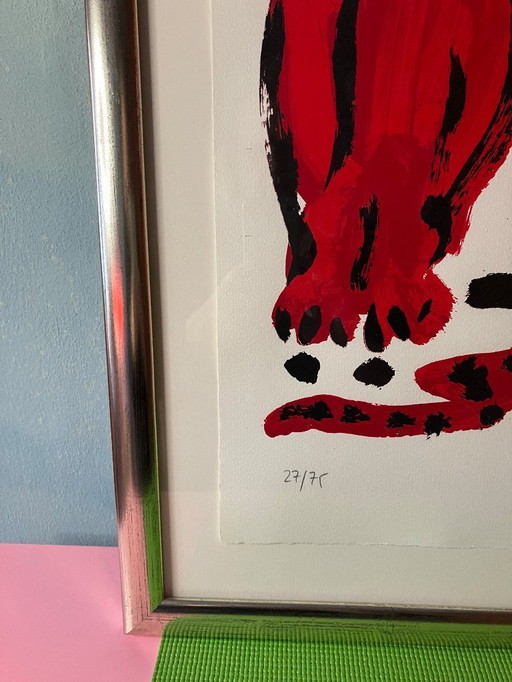 Graphisme original/ Sérigraphie A.R.Penck signé à la main avec cadre