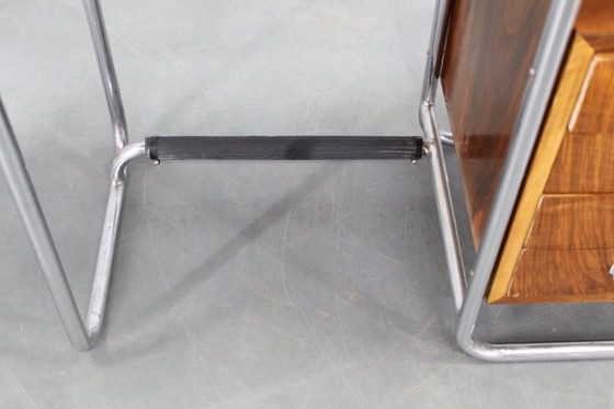 Image 1 of Escritorio infantil Bauhaus de los años 30 con hojas abatibles en nogal y cromo