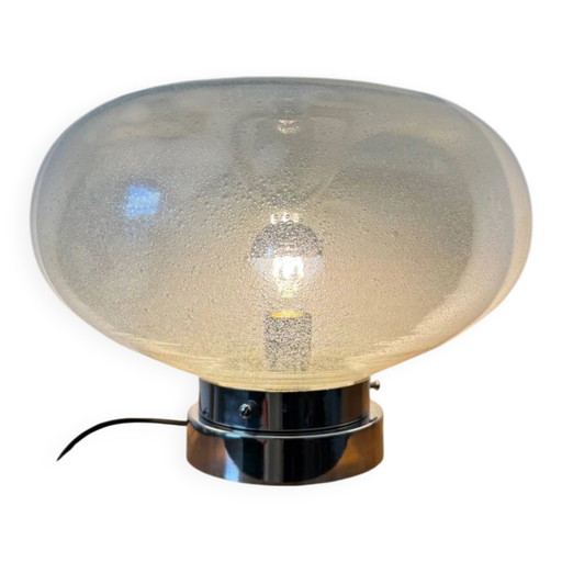 Mazzega Murano Lampe Puliginiso Glas und Edelstahl 1971
