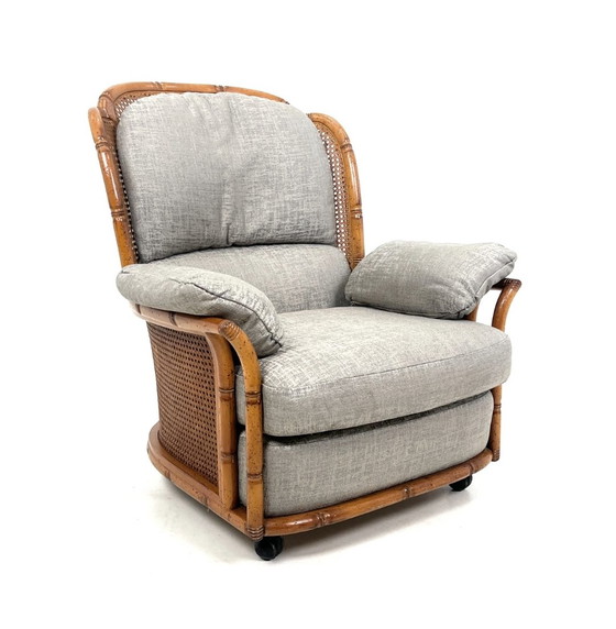 Grande Poltrona Giorgetti Finto Bambù con Orecchie – Poltrone, Rattan, Textile (photo 8 of 8)