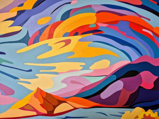 Image 1 of Dreamworld - Paesaggio colorato dipinto da Franklin van Dam (acrilico su MDF)