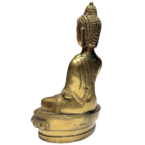 Estatua de Buda de Bronce Dorado – Bhumisparsha Mudra – Símbolo de Enraizamiento, Fuerza e Iluminación (photo 6 of 10)