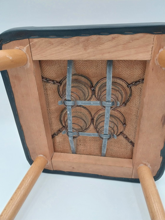 Image 1 of 1 sgabello con seduta in pelle skailed. Molleggiato anni '50