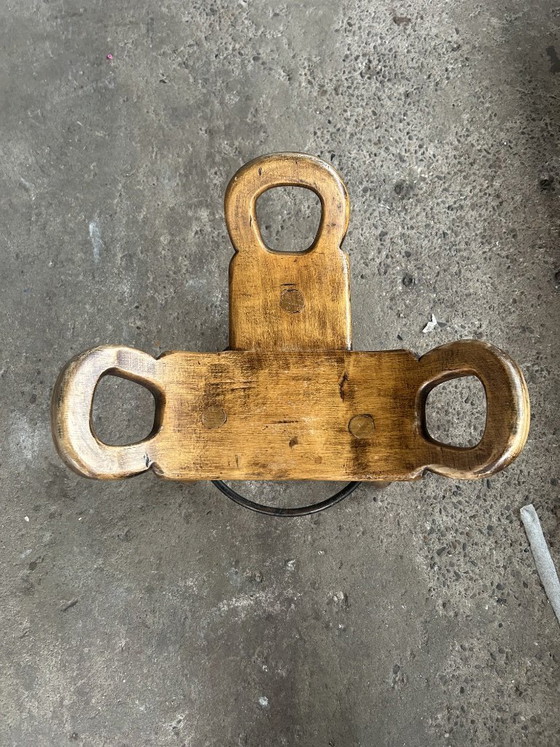 Image 1 of Vintage Spanish Brutalist wooden stool