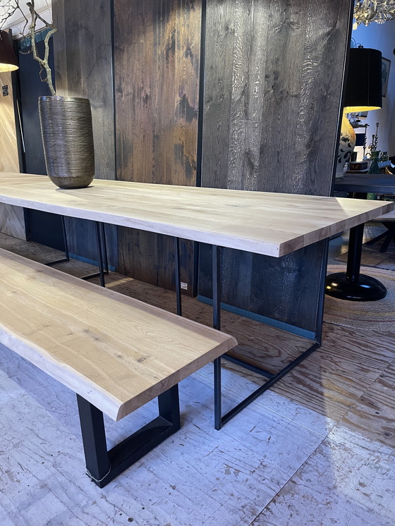 Image 1 of Tree trunk dining table + tree trunk bench oak