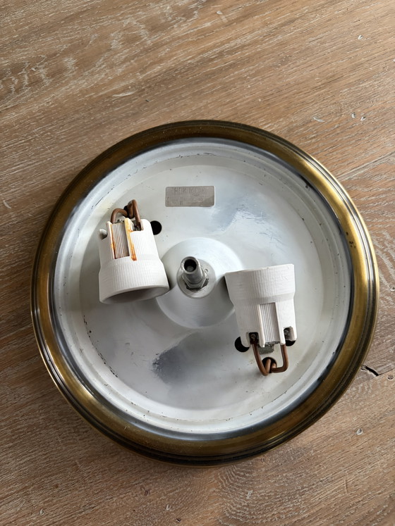 Image 1 of Herda klassieke plafondlamp brons, opaal glas