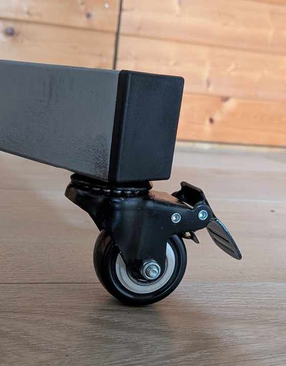 Drawing/Studio Table, Height Adjustable and Mobile with Brake, Side tables, Wood, Metal, Black (photo 17 of 20)