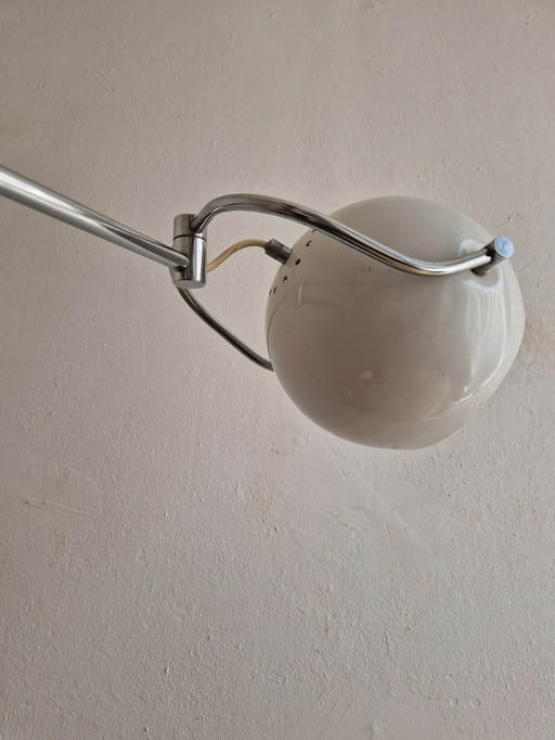 Vintage Wall Lamp White With Chrome Bulb Space Age Design