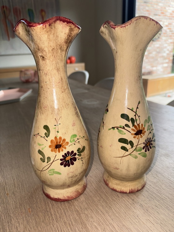 Image 1 of 2 vases from Faïencerie de Jemappes
