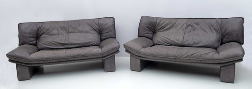 Pair of Nicoletti Salotti Postmodern Italian Leather Sofas, 1980s