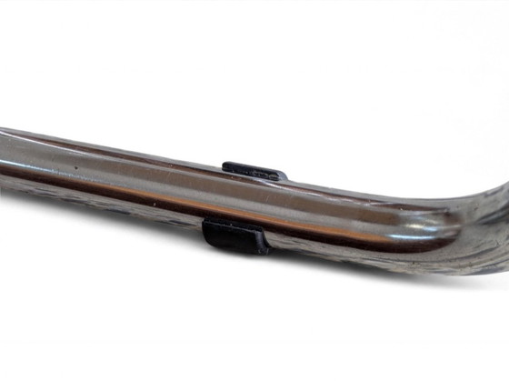 Image 1 of 2x Vintage Chrome Chairs 70s | Retro Design | Fabric Upholstery Green | Mid - Century Chairs | Space Age Chair Set