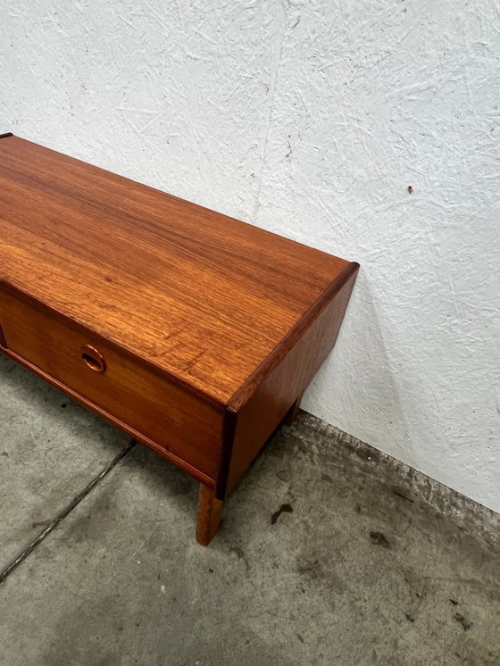 Image 1 of Vintage Teakhouten Laag Wandmeubel / Televisiemeubel, Denemarken 1960's