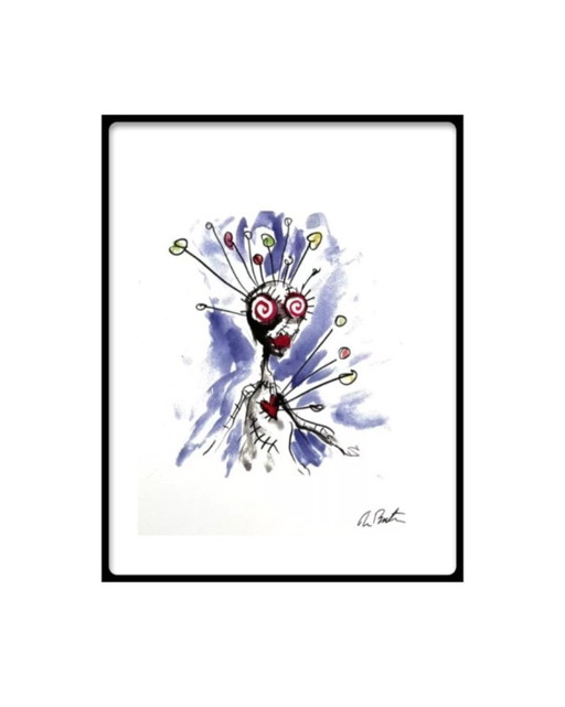 Tim Burton – Voodoo Girl Officiel, estampe signée sur plaque par Tim Burton.