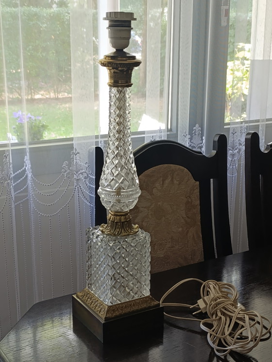 Vintage Crystal & Brass Table Lamp 75 Cm (photo 12 of 15)