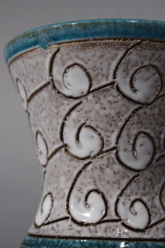 Image 1 of Fratelli Fanciullacci grande vaso con leoni ceramica italiana d'epoca 1960