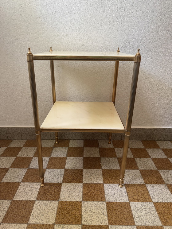 Image 1 of 60s brass marble side table