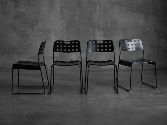 4 Original Vintage Black Omstak Chairs by Rodney Kinsman (Black Frame) – Bieffeplast, Dining chairs, Metal (photo 5 of 21)