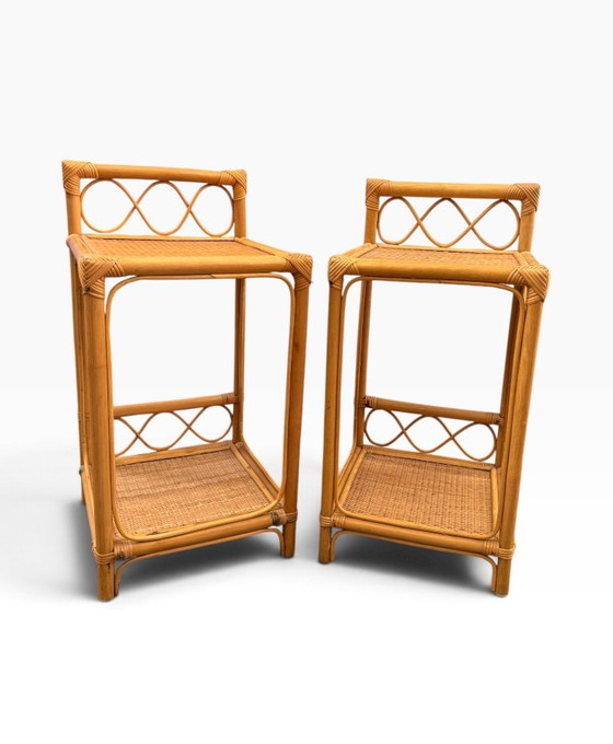Coppia di Comodini Vintage in Bamboo e Midollino Intrecciato – Bambù (photo 2 of 13)