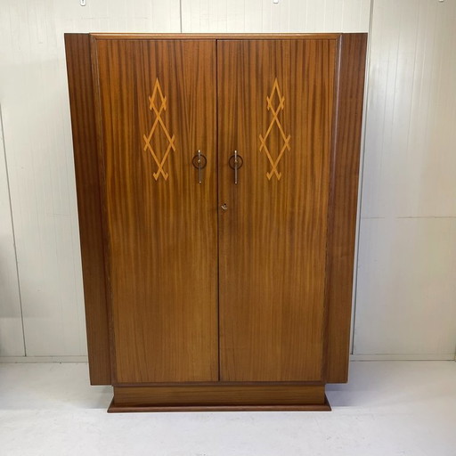 Art Deco Vintage Antieke Kledingkast Wardrobe Hang Leg