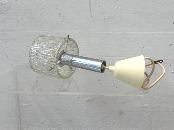 Suspension vintage Kaiser Leuchten en verre texturé et chrome, années 1970 – Plafonniers, Glass (photo 6 of 10)