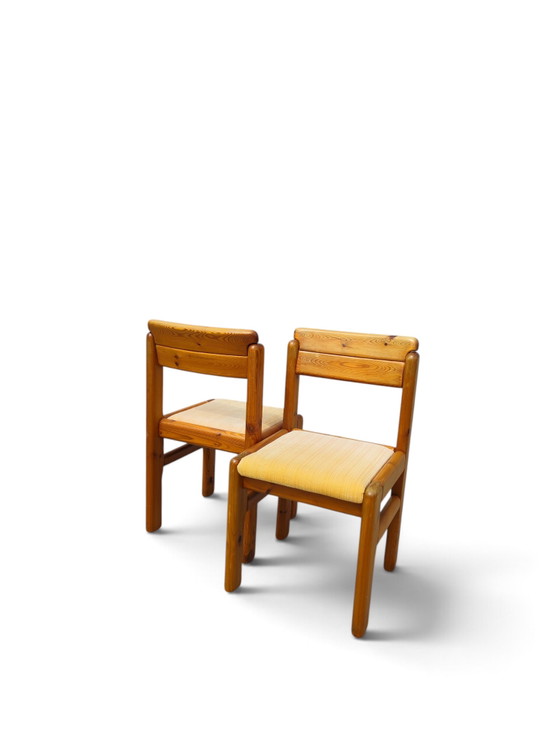 Franse grenen eetkamerstoelen uit de jaren 70 – Textile, Wood (photo 9 of 12)