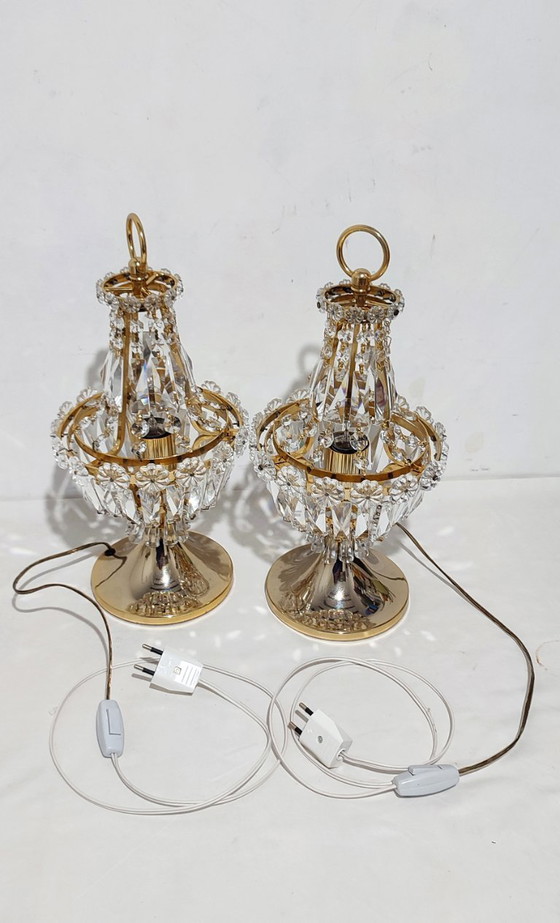 Image 1 of Paire de lampes de table en cristal (Espagne, années 1980)