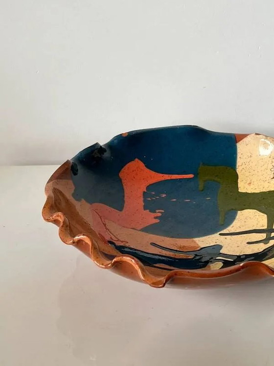 Abstract glazed ceramic fruit bowl / bowl / fruit basket – Porcelain, Memphis (photo 12 of 12)