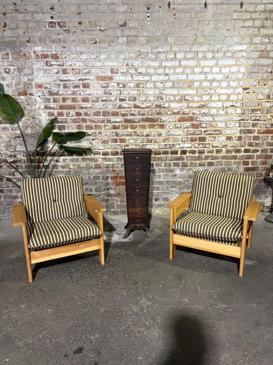 Coppia di poltrone vintage scandinave in pino – Textile, Wood (photo 11 of 11)