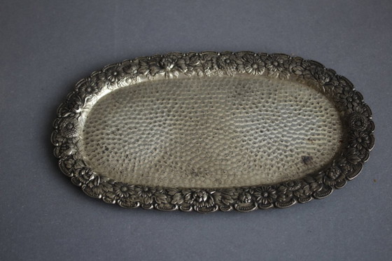 Image 1 of Decorative sugar and cream/milk set with tray, brand TK, silver-plated