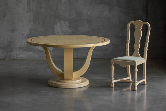 Image 1 of Faux-Marble Lacquered Table by Jean Claude Mahey, France, 1970s