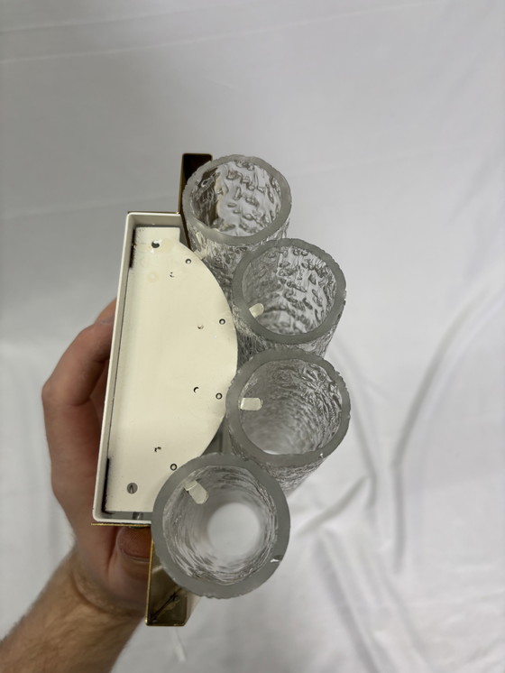 Image 1 of Ensemble d'appliques vintage Doria Leuchten tubes en verre glacé 1960