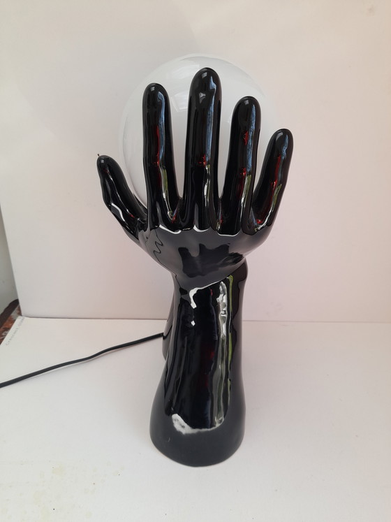 Image 1 of Große schwarze Keramik-Handlampe, 1970er Jahre