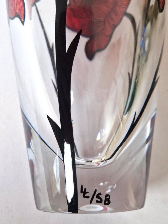 Image 1 of Kosta Boda - Jarrón pesado con rosas "Tatuaje" de Ludvig Löfgren - Firmado