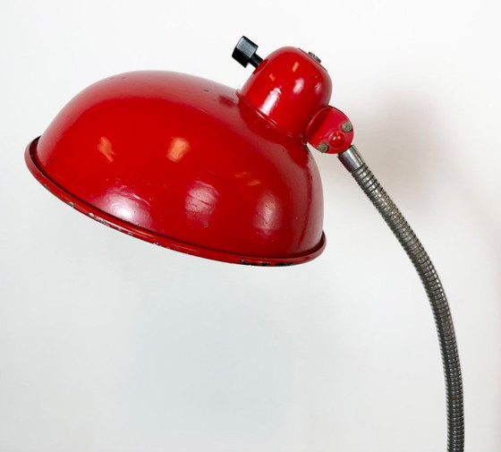 Large Red Industrial German Workshop Table Lamp From Helo Leuchten, 1950s – Chrome, Iron (photo 6 of 25)