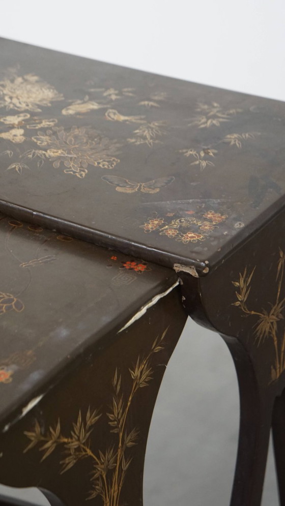 Image 1 of 2 x Vintage Japanese lacquerware side tables