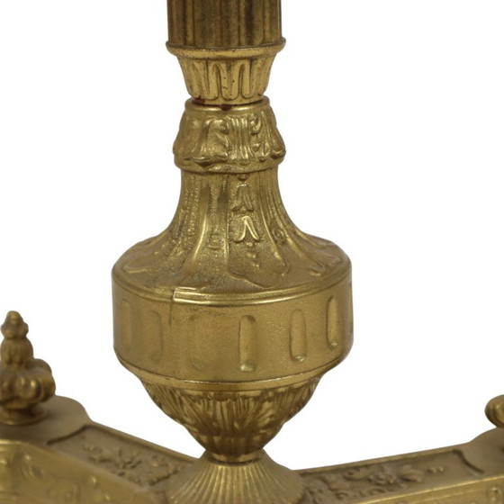 Vintage Brass Side Table with Round Onyx Marble Top (photo 8 of 23)