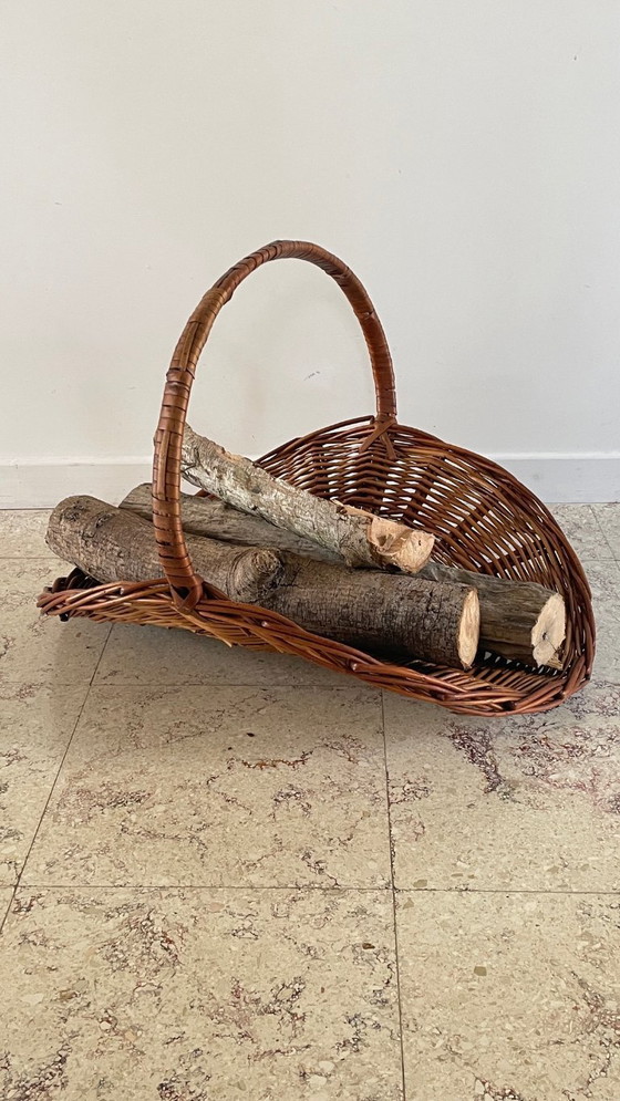 Image 1 of Vintage Rattan Log Basket