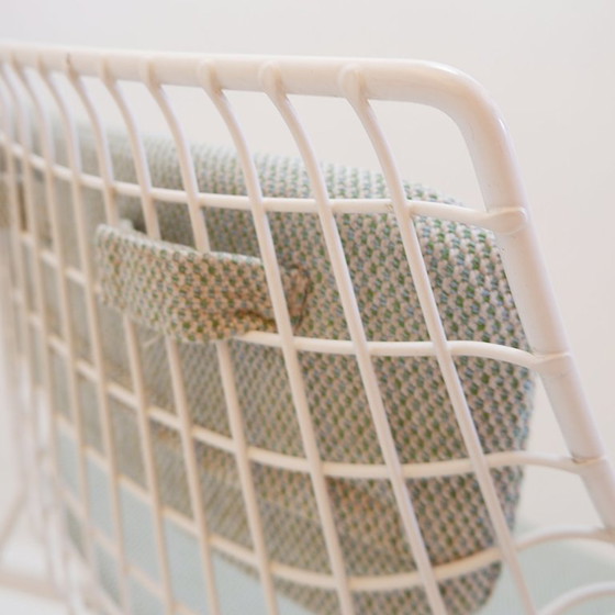 Image 1 of Set van 8 moderne witgelakte stalen fauteuils