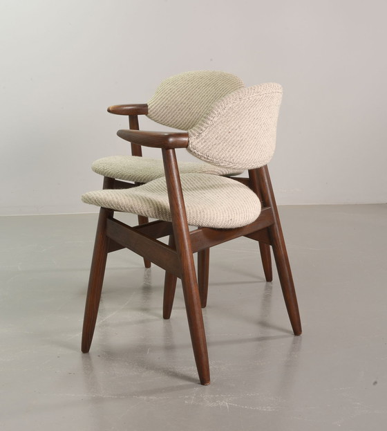 Image 1 of Sedie da pranzo Tijsseling in autentico stile vintage con tessuto di lana grigio-bianco di Hulmefa, set da 2