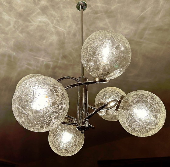 Image 1 of Lampadario vintage in vetro a bolle in stile spaziale