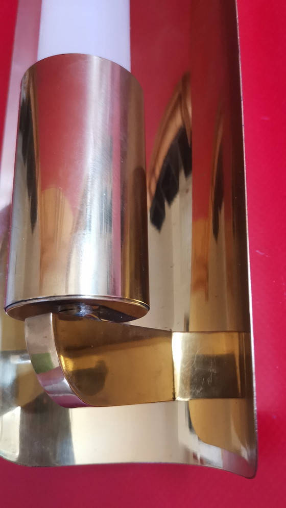 Image 1 of Set di lampade da parete in stile Hollywood Regency, metà secolo, anni '70, ottone dorato