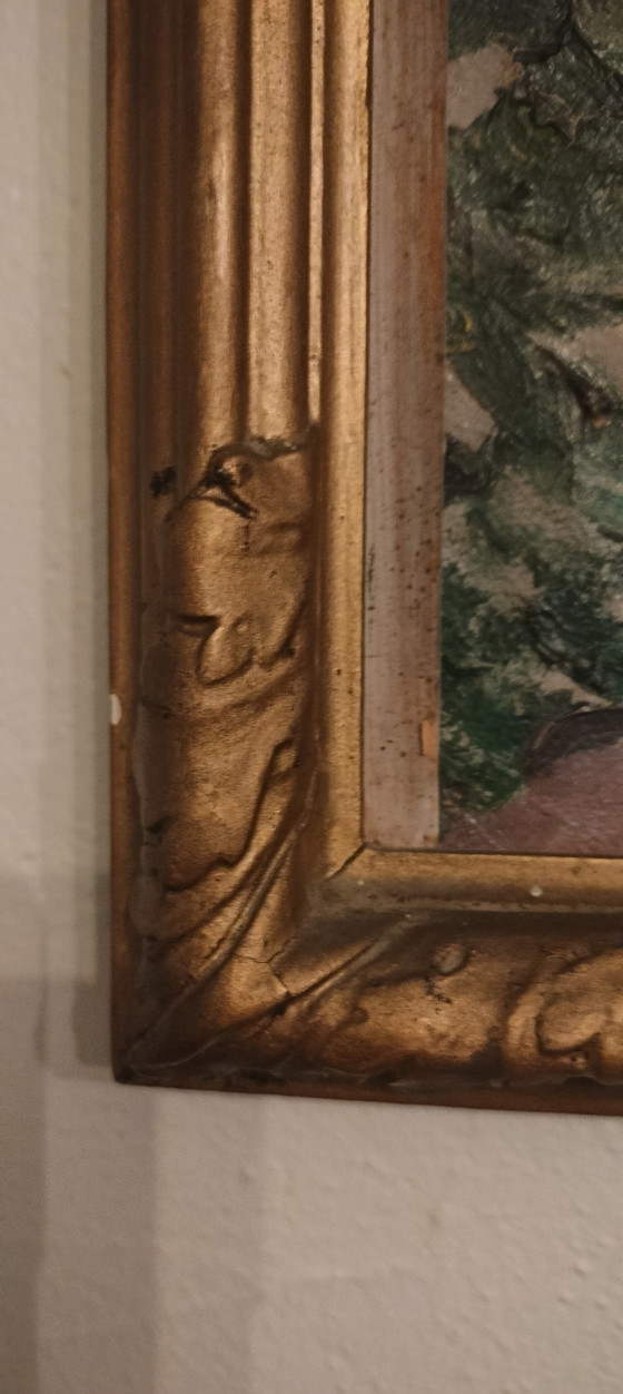 Image 1 of Painting by artist Charles Dehoy 1872-1940 from Brussels Saint-Gilles - the work depicts a village in Hareville in France