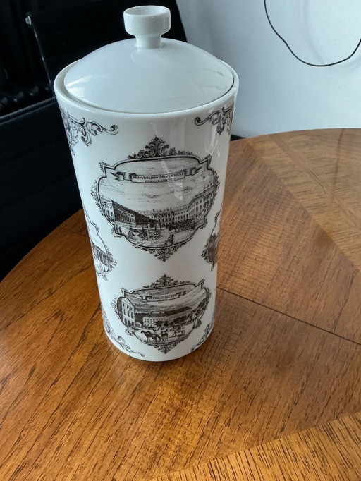 Storage jar with cities Germany (Wallendorf see mark)